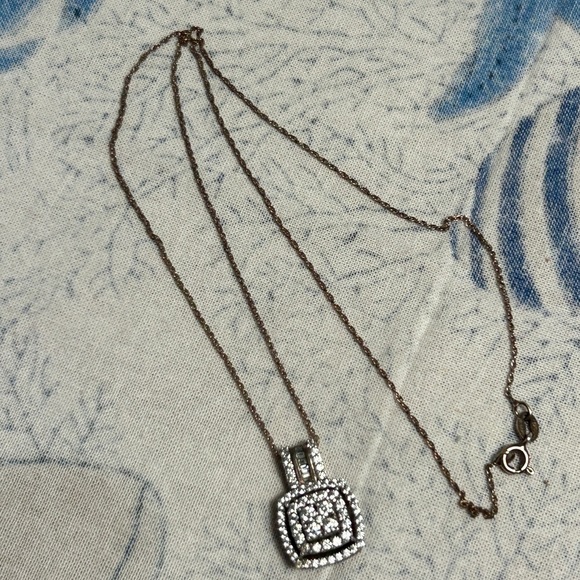 Elegant Square Crystal Pendant with 925 Chain Stamped KA Vintage 19" - Picture 8 of 15